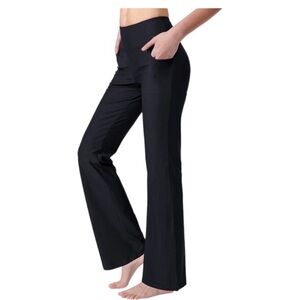 ZERONIC Black Flare Leg Yoga Pants Size large Athleisure Activewear High Waist